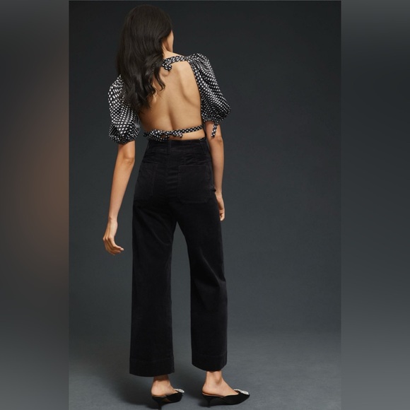 Maeve by Anthropologie Corduroy Crop Wide-leg Colette Pants Black Sz 20W - Picture 2 of 11